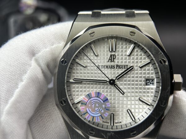 Royal Oak 41mm 15500 SS APSF 1:1 Best Edition White Textured Dial on SS Bracelet A4302 Super Clone - Image 2