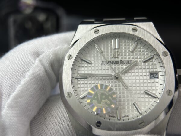 Royal Oak 41mm 15500 SS APSF 1:1 Best Edition White Textured Dial on SS Bracelet A4302 Super Clone - Image 3