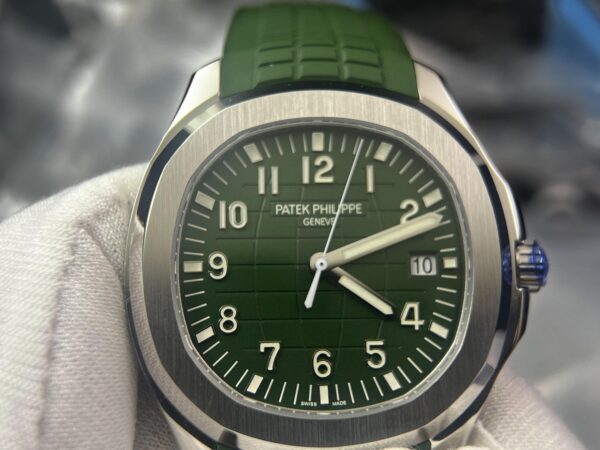 Aquanaut 5168 SS 3KF 1:1 Best Edition GreenTextured Dial on Green Rubber Strap A330 Super Clone V3