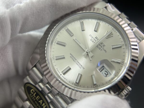 DateJust 41126234 Clean Factory 1:1 Best Edition 904L Steel Silver Stick Dial on Jubilee Bracelet VR3235 - Image 4
