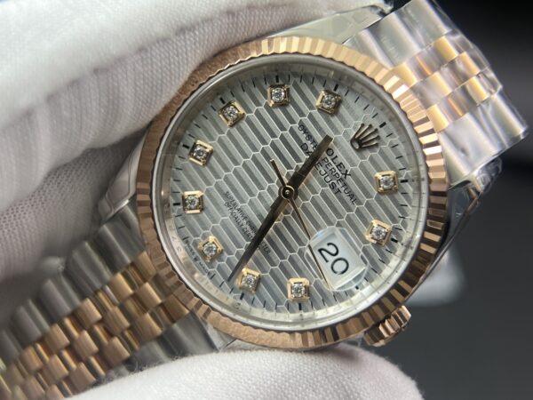 DateJust 36 126231 SS/RG VSF 1:1 Best Edition 904L Steel Silver Textured Diamonds Dial on Jubilee Bracelet VS3235 - Image 3