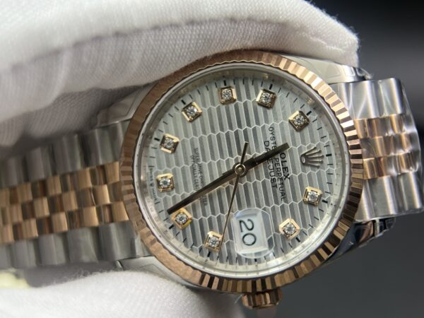 DateJust 36 126231 SS/RG VSF 1:1 Best Edition 904L Steel Silver Textured Diamonds Dial on Jubilee Bracelet VS3235