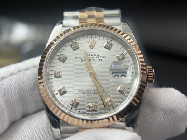 DateJust 36 126231 SS/RG VSF 1:1 Best Edition 904L Steel Silver Textured Diamonds Dial on Jubilee Bracelet VS3235 - Image 5