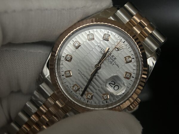 DateJust 36 126231 SS/RG VSF 1:1 Best Edition 904L Steel Silver Textured Diamonds Dial on Jubilee Bracelet VS3235 - Image 7