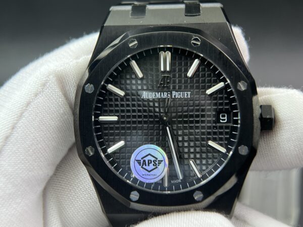 Royal Oak 41mm 15500 DLC 1:1 Best Edition Black Textured Dialon SS Bracelet A43029（Based on APS） - Image 2