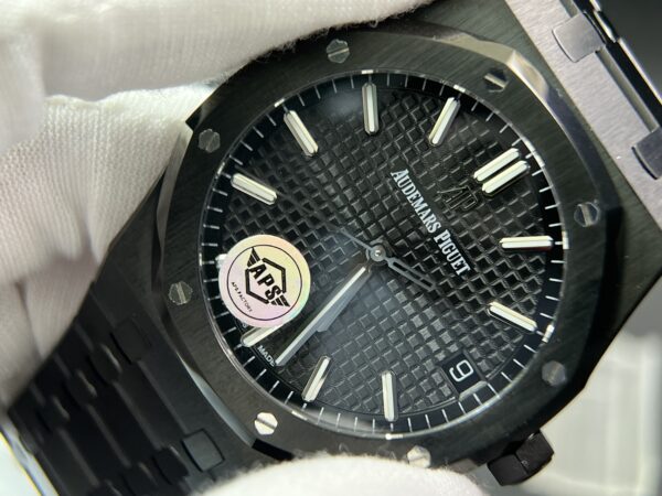 Royal Oak 41mm 15500 DLC 1:1 Best Edition Black Textured Dialon SS Bracelet A43029（Based on APS）