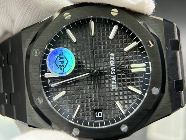 Royal Oak 41mm 15500 DLC 1:1 Best Edition Black Textured Dialon SS Bracelet A43029（Based on APS） - Image 4