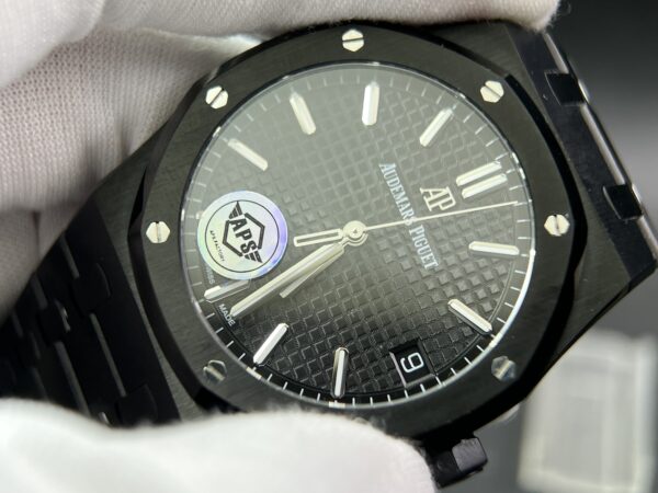 Royal Oak 41mm 15500 DLC 1:1 Best Edition Black Textured Dialon SS Bracelet A43029（Based on APS） - Image 6