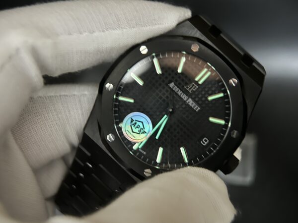 Royal Oak 41mm 15500 DLC 1:1 Best Edition Black Textured Dialon SS Bracelet A43029（Based on APS） - Image 8