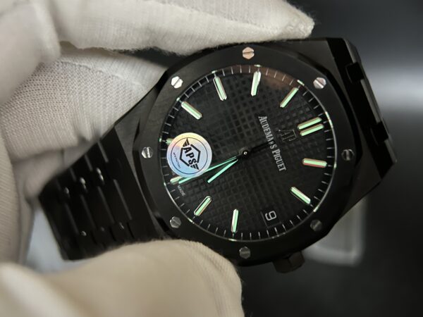 Royal Oak 41mm 15500 DLC 1:1 Best Edition Black Textured Dialon SS Bracelet A43029（Based on APS） - Image 9