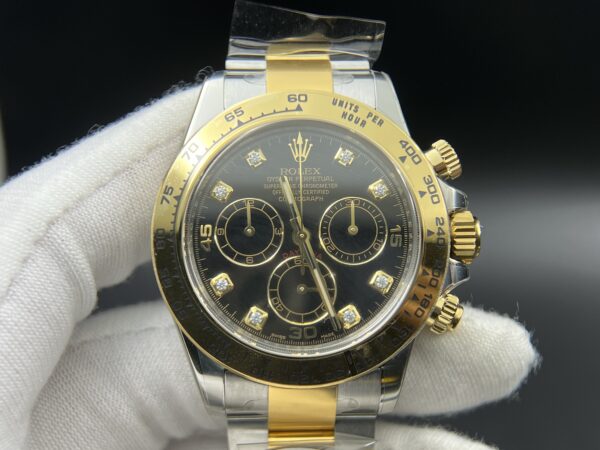 Daytona 116503 SS/YG Clean Factory 1:1 Best Edition Black Diamonds Dial on SS/YG Oyster Bracelet A4130 - Image 2