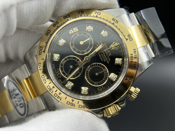 Daytona 116503 SS/YG Clean Factory 1:1 Best Edition Black Diamonds Dial on SS/YG Oyster Bracelet A4130 - Image 4