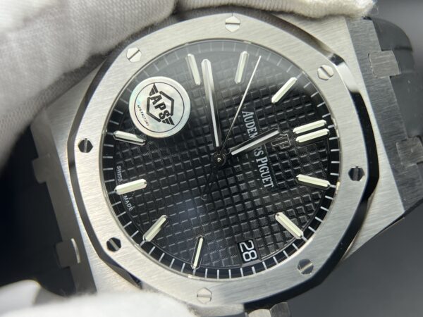 Royal Oak 41mm 15500 SS APSF 1:1 Best Edition Black Textured Dial on Rubber strap A4302 Super Clone - Image 4