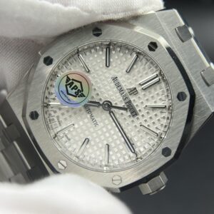 Royal Oak 37mm 15450 SS APSF 1:1 Best Edition White Textured Dial on SS Bracelet A3120