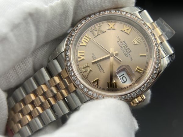 DateJust 36 SS/RG 126231 VSF  Real Diamod (VVS level) bezel custom 904L Steel RG Dial on Jubilee Bracelet VS3235 - Image 6
