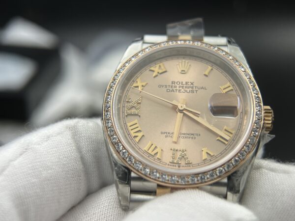 DateJust 36 SS/RG 126231 VSF  Real Diamod (VVS level) bezel custom 904L Steel RG Dial on Jubilee Bracelet VS3235 - Image 7