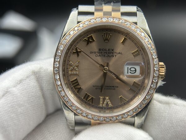 DateJust 36 SS/RG 126231 VSF  Real Diamod (VVS level) bezel custom 904L Steel RG Dial on Jubilee Bracelet VS3235 - Image 9