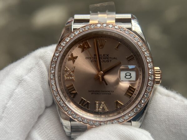 DateJust 36 SS/RG 126231 VSF  Real Diamod (VVS level) bezel custom 904L Steel RG Dial on Jubilee Bracelet VS3235 - Image 13