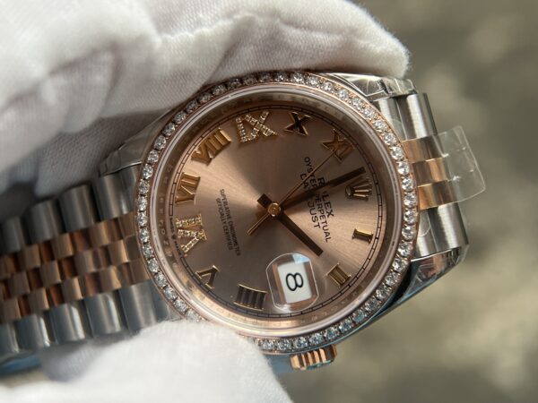DateJust 36 SS/RG 126231 VSF  Real Diamod (VVS level) bezel custom 904L Steel RG Dial on Jubilee Bracelet VS3235 - Image 16