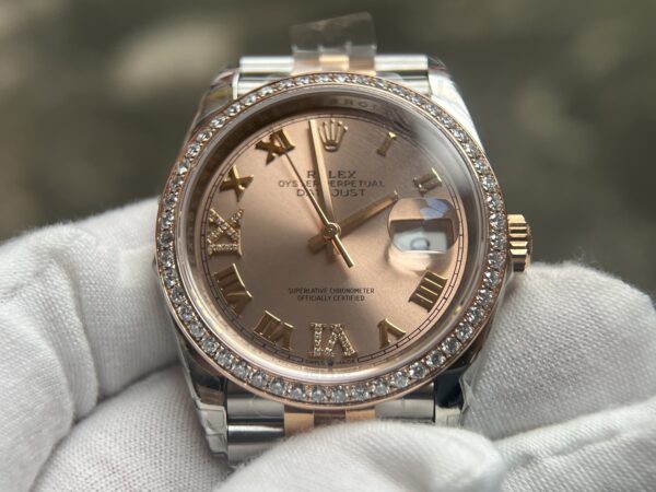 DateJust 36 SS/RG 126231 VSF  Real Diamod (VVS level) bezel custom 904L Steel RG Dial on Jubilee Bracelet VS3235 - Image 17