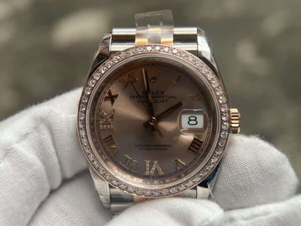 DateJust 36 SS/RG 126231 VSF  Real Diamod (VVS level) bezel custom 904L Steel RG Dial on Jubilee Bracelet VS3235 - Image 18
