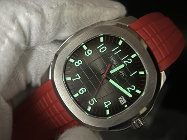 Aquanaut 5167 SS 3KF Best Edition Singapore on Red Second Hand on Red Rubber Strap A324Super Clone V2 - Image 11