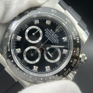 Daytona 116519 SS Clean Factory 1:1 Best Edition Black Diamonds Dial on Oysterflex Rubber Strap SA4130 V3 version
