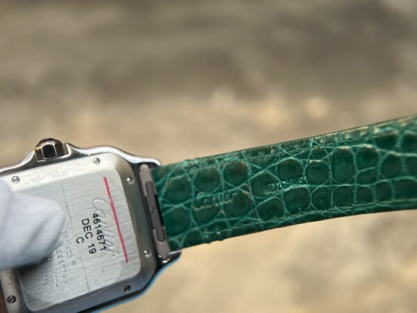 Santos de Cartier XL 40mm Green dial Lab diamonds VVS-Green leather band - Image 13