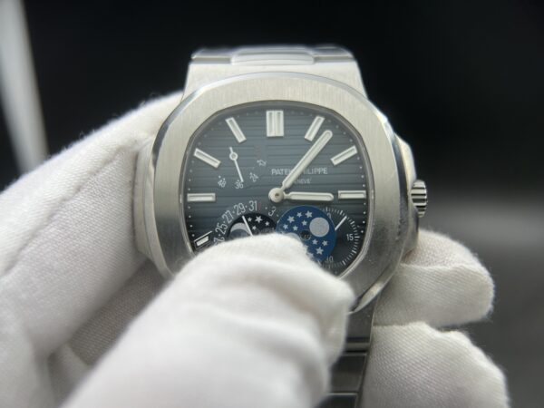 Nautilus 5712 PPF SS 1:1 upgrade Blue Dial and Moon and hands engraving movement font - Image 7