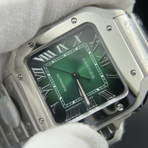 Santos de Cartier XL 35mm SS BVF 1:1 Best Edition Green Dial on SS Bracelet MIYOTA 9015