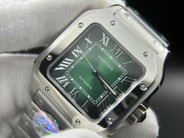 Santos de Cartier XL 35mm SS BVF 1:1 Best Edition Green Dial on SS Bracelet MIYOTA 9015 - Image 8