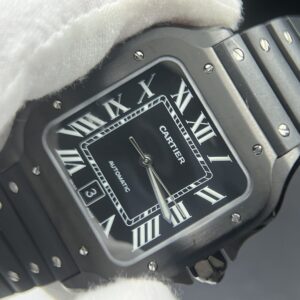 Santos de Cartier 40mm BVF 1:1 Best Edition PVD Black Dial on Black Rubber Strap MIYOTA 9015