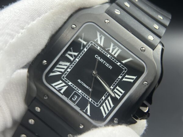 Santos de Cartier 40mm BVF 1:1 Best Edition PVD Black Dial on Black Rubber Strap MIYOTA 9015 - Image 9