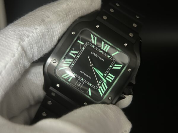 Santos de Cartier 40mm BVF 1:1 Best Edition PVD Black Dial on Black Rubber Strap MIYOTA 9015 - Image 19
