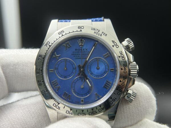 Daytona 116519 Best Edition Blue Dial with Roman Markers and Blue crocodile skin SA4130 - Image 9